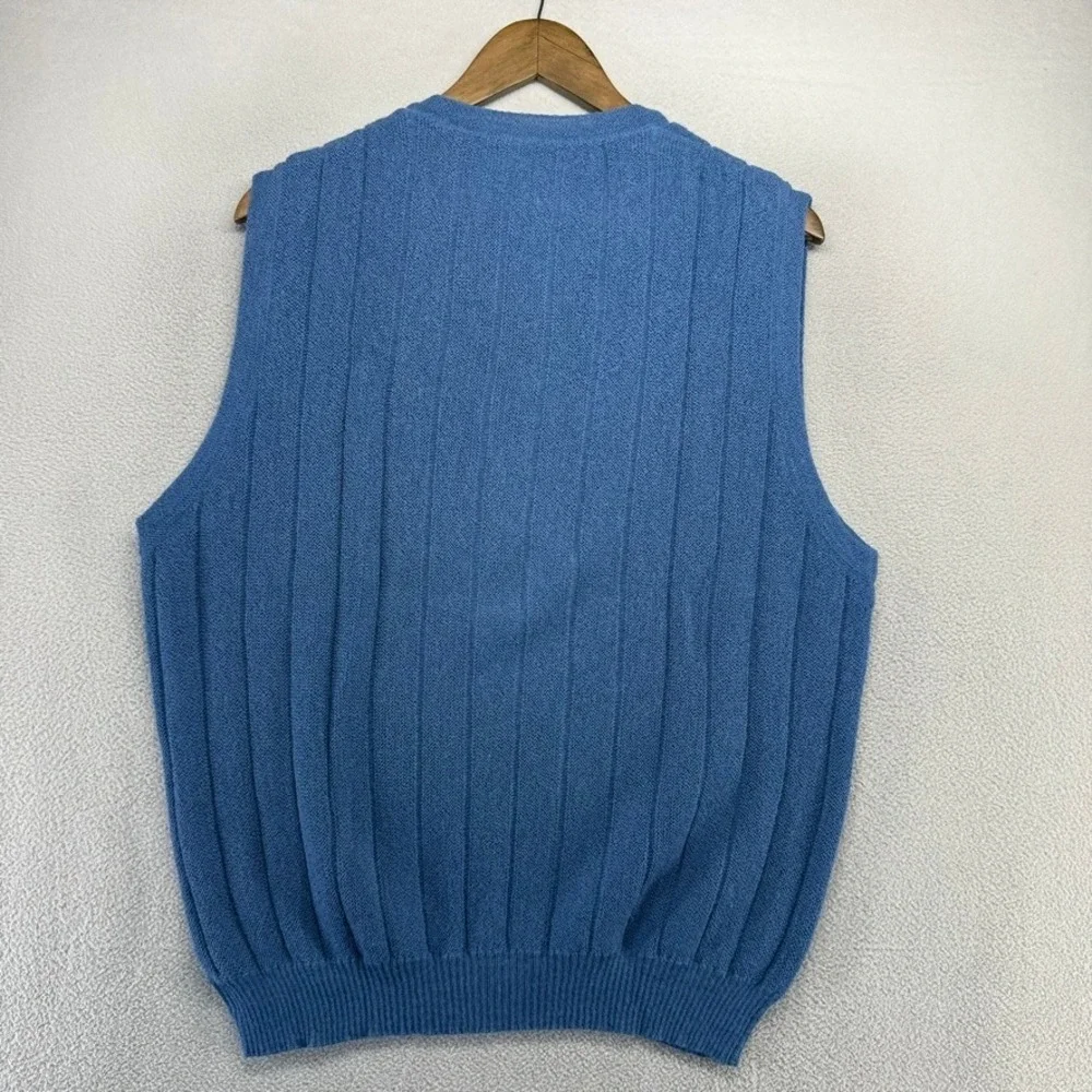 Vintage Maus Hoffman Sweater Vest Mens Medium Blue Alpaca V Neck Peru 90s V neck